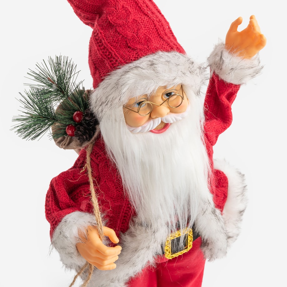Figurka świąteczna MIKOŁAJ, czerwony z białym obszyciem, 75 cm
