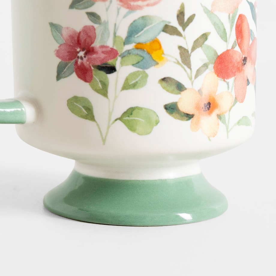 Kubek porcelanowy w kwiaty zielone 300 ml