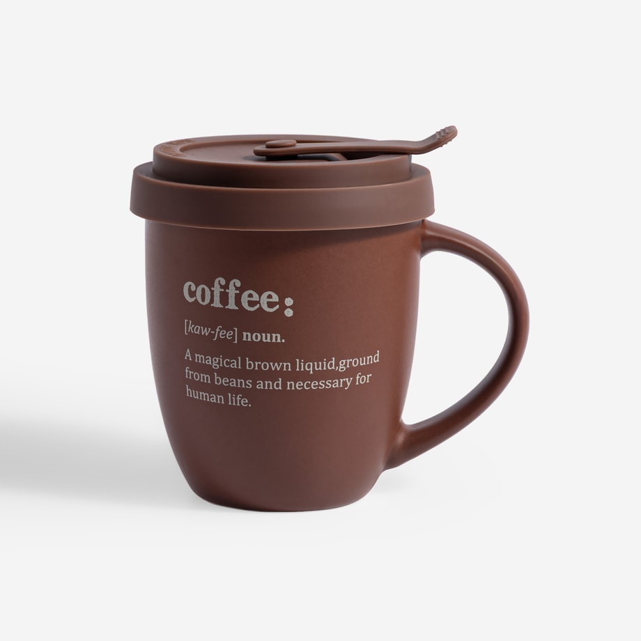 Kubek z pokrywką brązowy 370 ml MODULAR