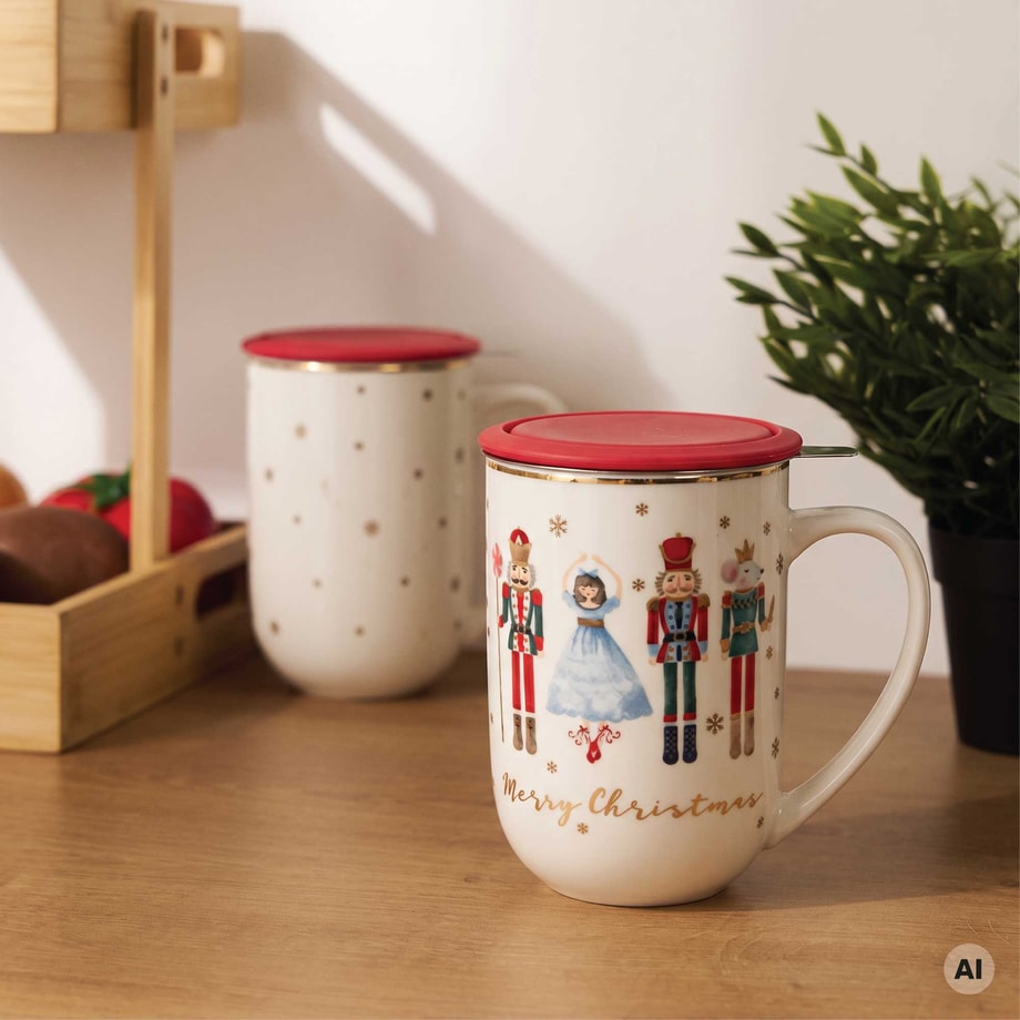 Kubek z pokrywką i zaparzaczem 530 ml MERRY CHRISTMAS
