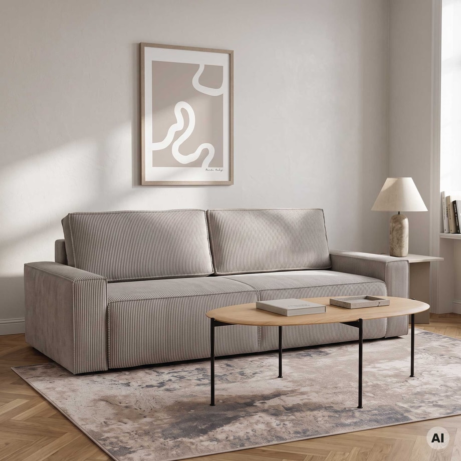 Sofa 3-osobowa rozkładana szarobeżowa SOLIS