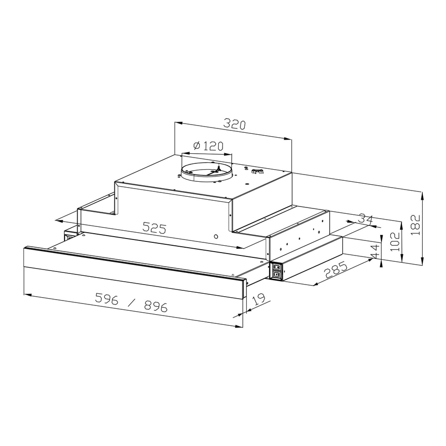 Korpus QUBIK 60x60 grafit z okapem czarnym OKPZH17EF