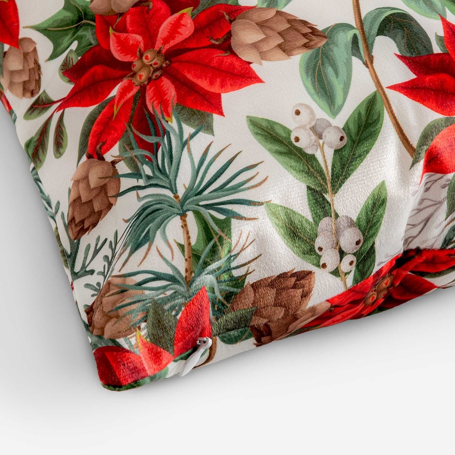 Poszewka świąteczna biała 45x45 cm POINSETTIA 