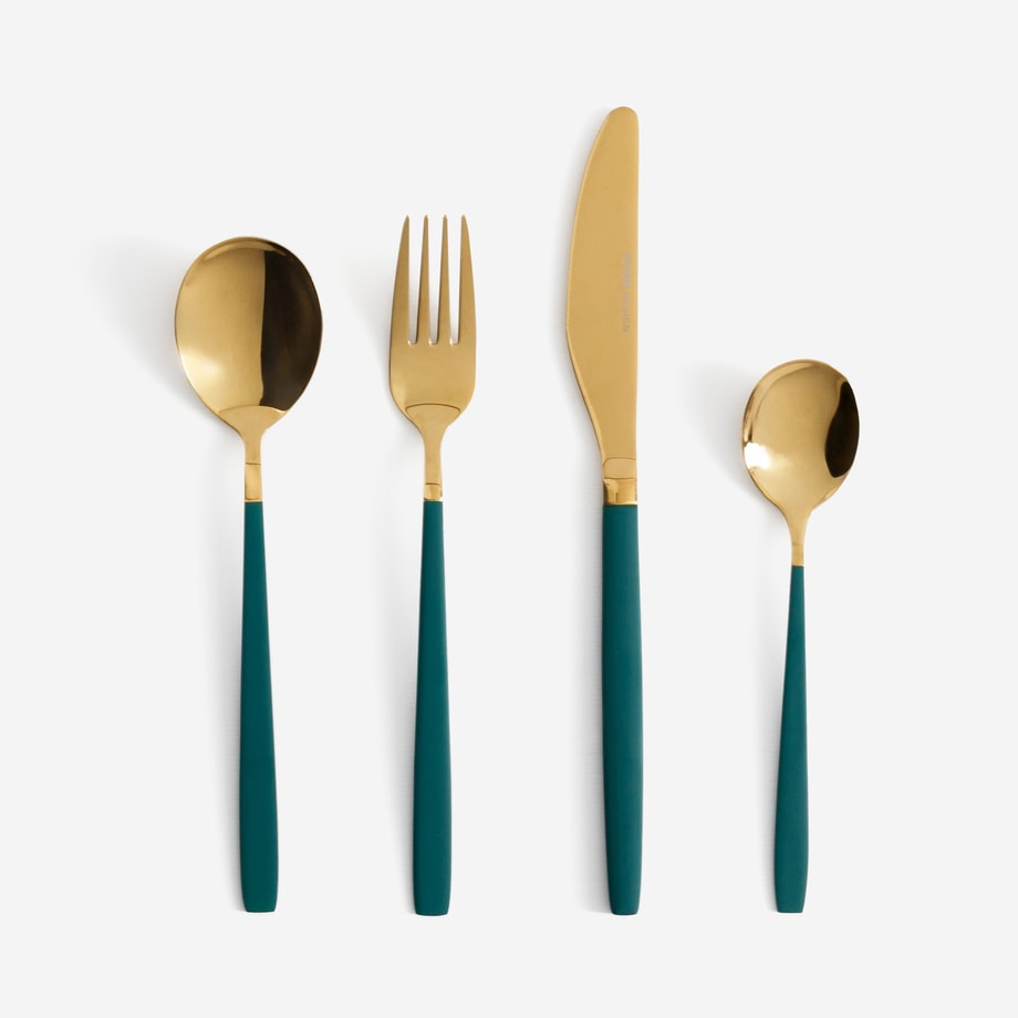 Komplet sztućców NOBLE GOLD GREEN, 24 elementy