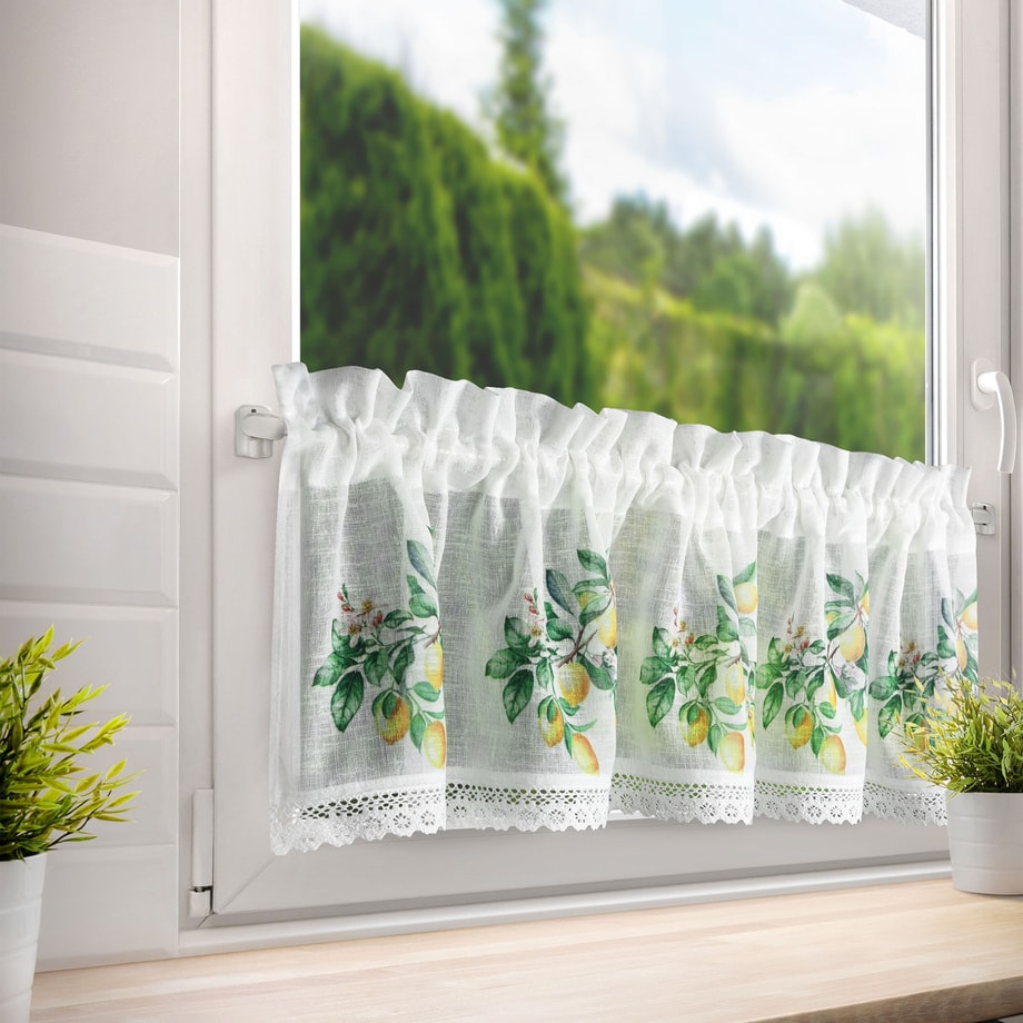 Zazdroska CLOE z tunelem na karnisz w cytryny biała 60x150 cm