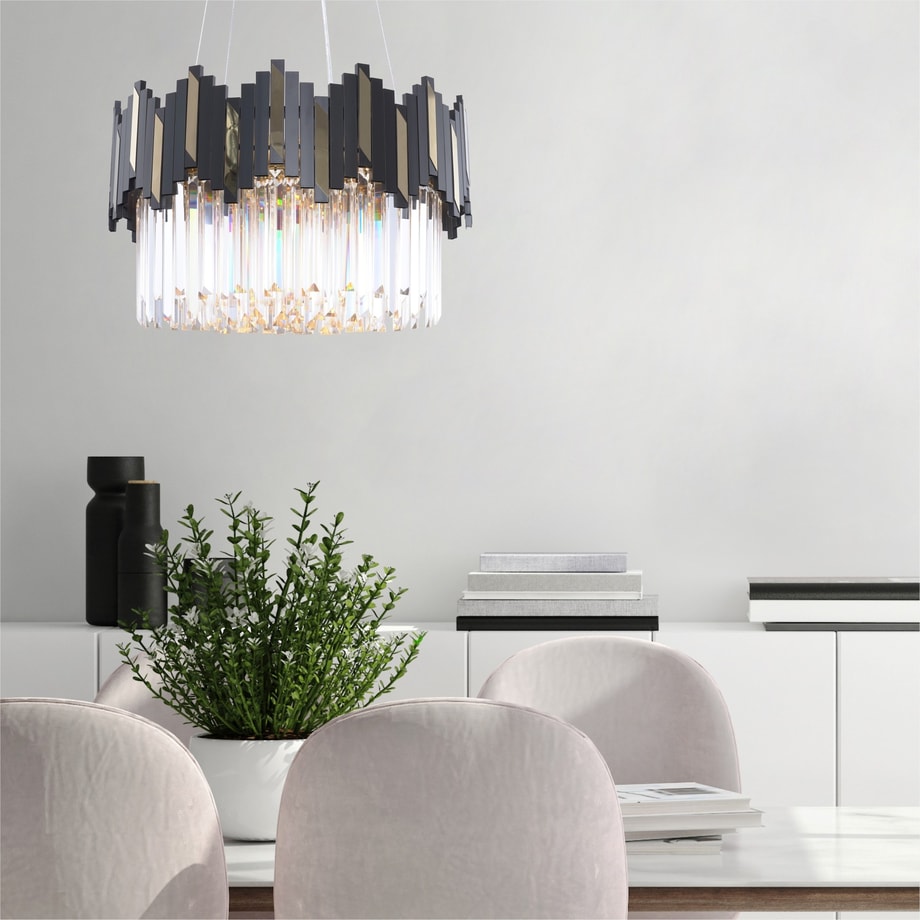 Lampa wiszaca glamour czarno-złota ROTTA
