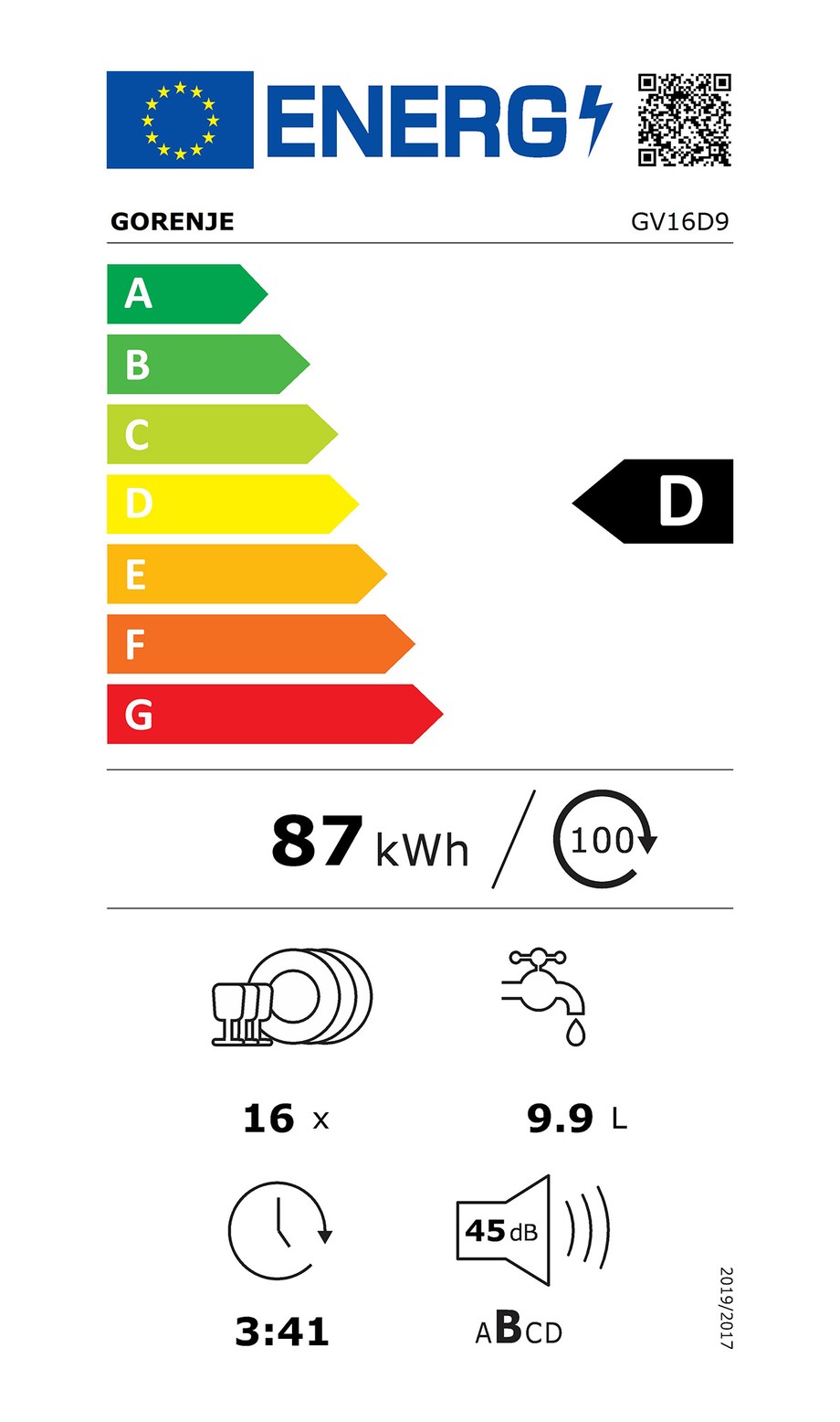 Zmywarka zintegrowana 60 cm GORENJE GV16D9