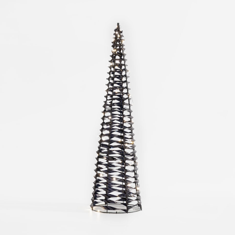 Stożek świąteczny, choinka, LED, czarna, 60 cm