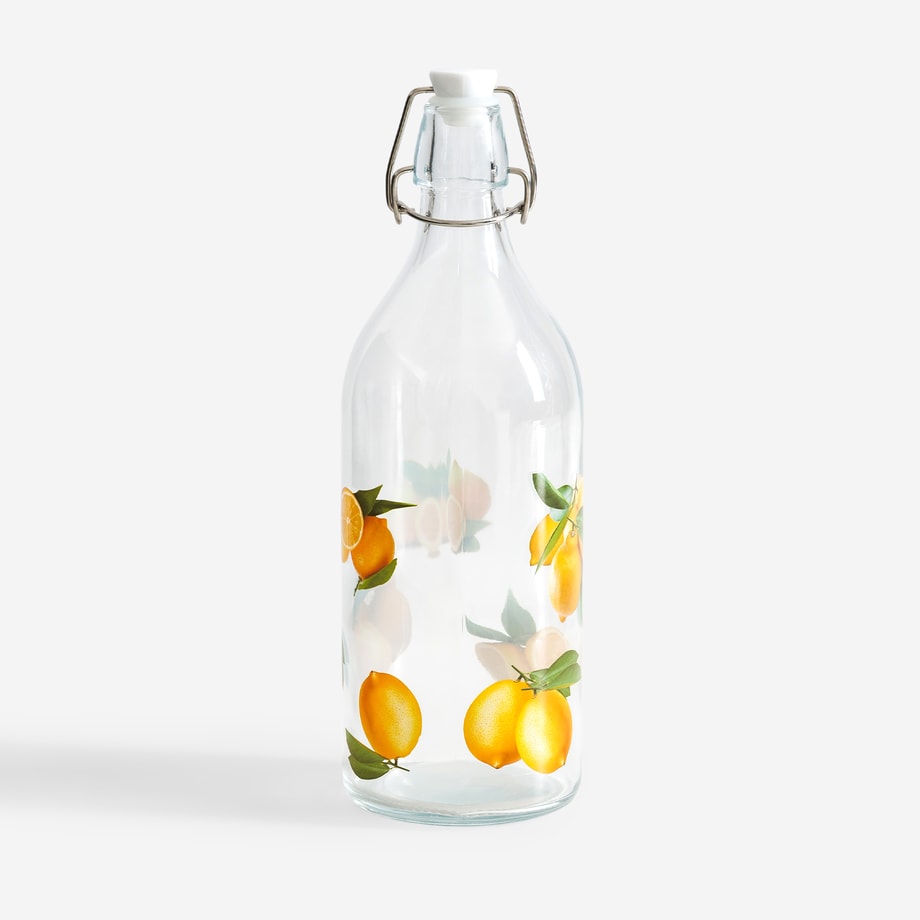 Szklana butelka z korkiem i klipsem CYTRYNY 1060 ml