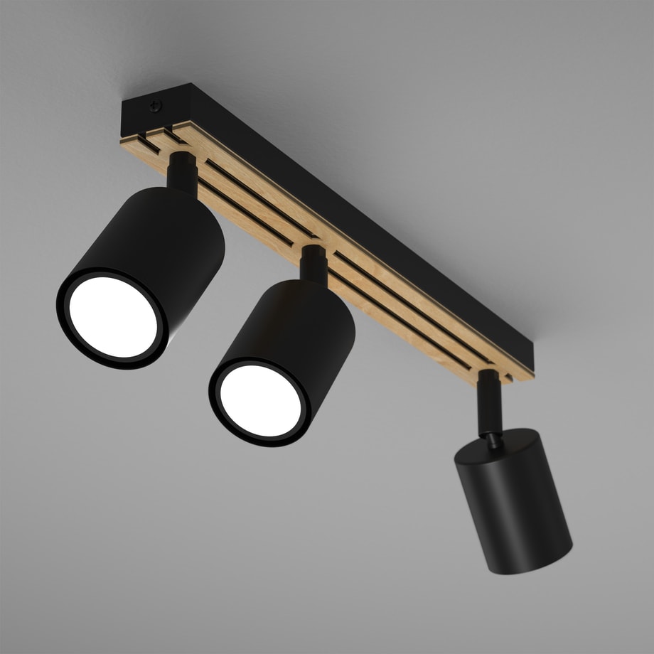 Spot sufitowy z 3 reflektorami czarny TERRA III 