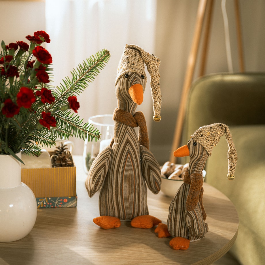 Figurka dekoracyjna GĘŚ brązowa wys. 37 cm