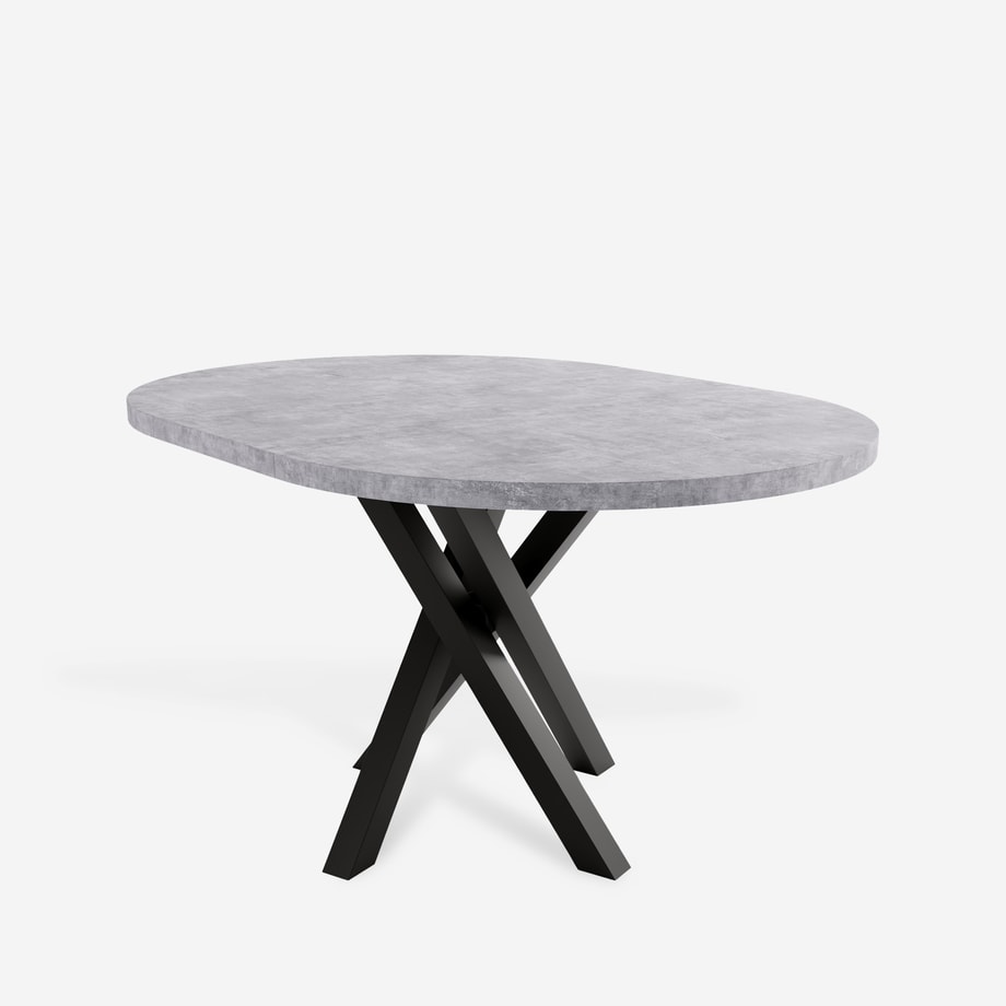Stół okrągły rozkładany beton jasny, 100-140 cm KANO