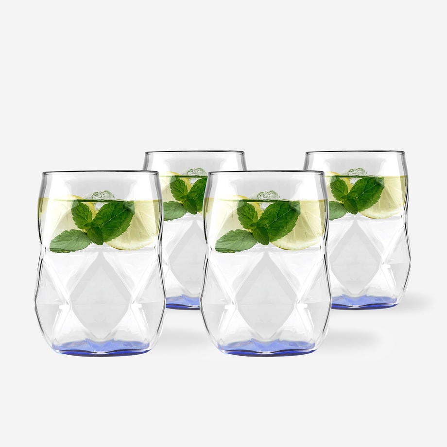 Komplet 4 szklanek z niebieskim dnem 450 ml GEO FONDO