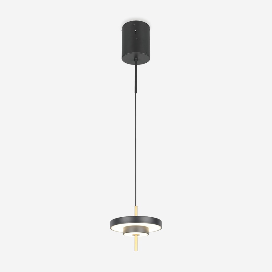 Lampa wisząca LED pojedyncza czarny mosiądz KEATON