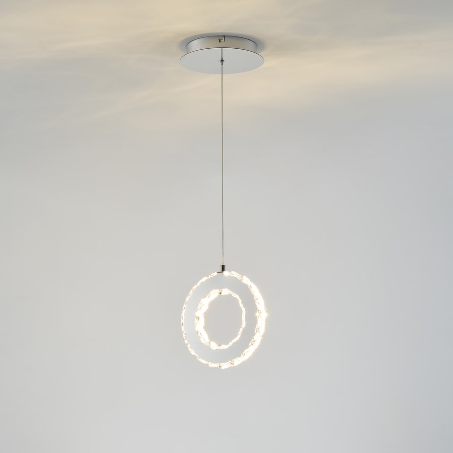 Lampa wisząca LED pierścień chrom GIRONA