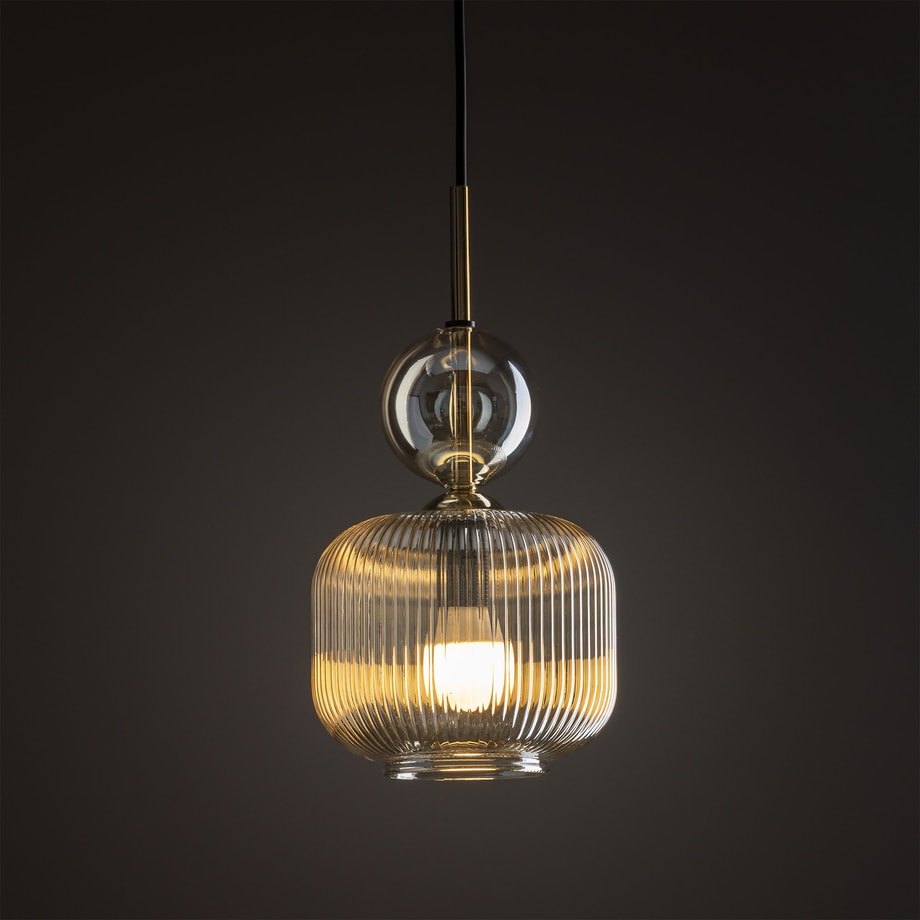 Lampa wisząca pojedynczy klosz czarno-złota SOPHIA COGNAC