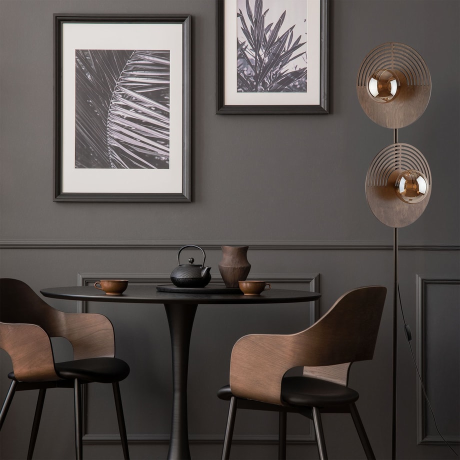Lampa podłogowa ciemne drewno brązowa LUNAR WOOD