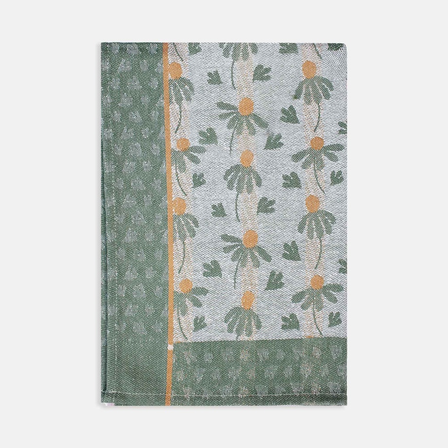 CARINO Ścierka kuchenna żakardowa zielone kwiaty 40x60 cm