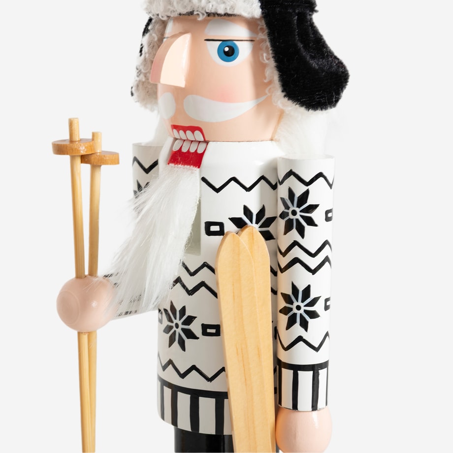 Figurka DZIADEK DO ORZECHÓW biało-czarny 38 cm