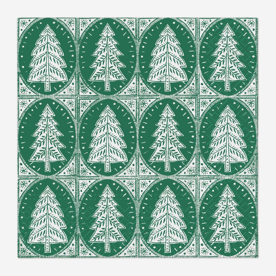 Serwetki świąteczne CHRISTMAS TREES zielone 33x33 cm 20 szt. PATTERN 