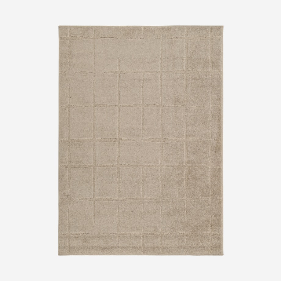 Dywan w kratę SIERRA, beżowy, 200x290 cm