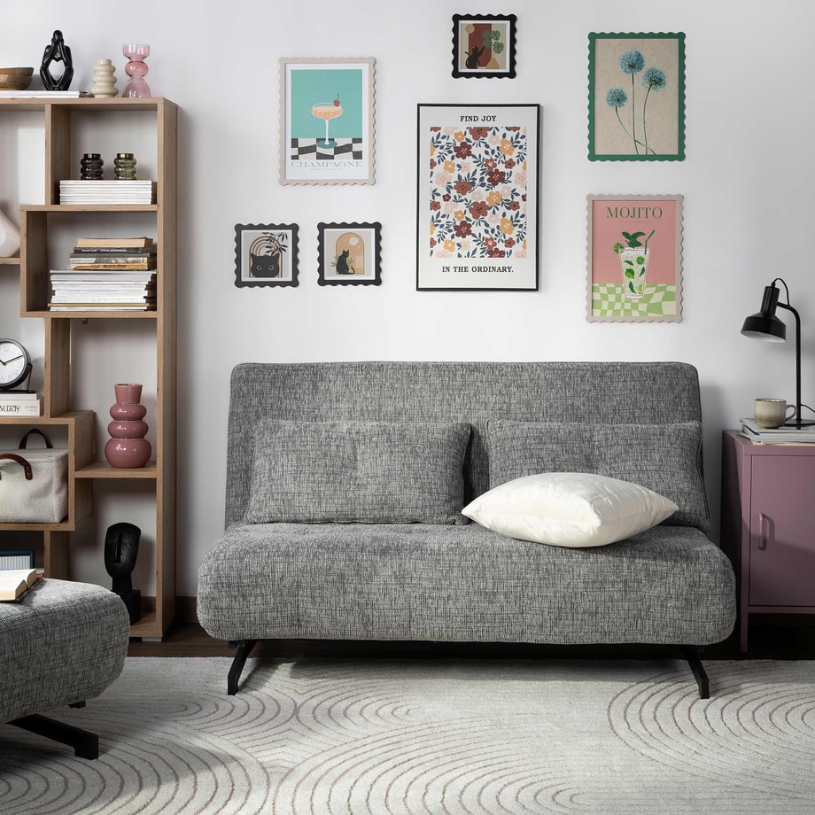 Sofa 3-osobowa rozkładana szara PIMIO