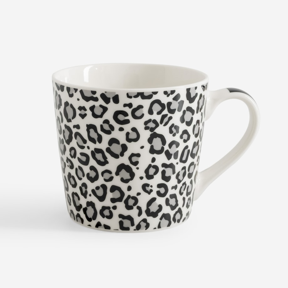 Kubek porcelanowy w czarną panterkę 390 ml