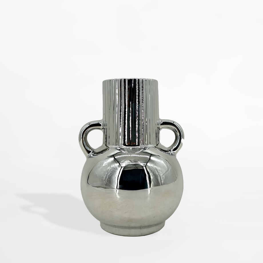 Wazon ceramiczny srebrny 15 cm