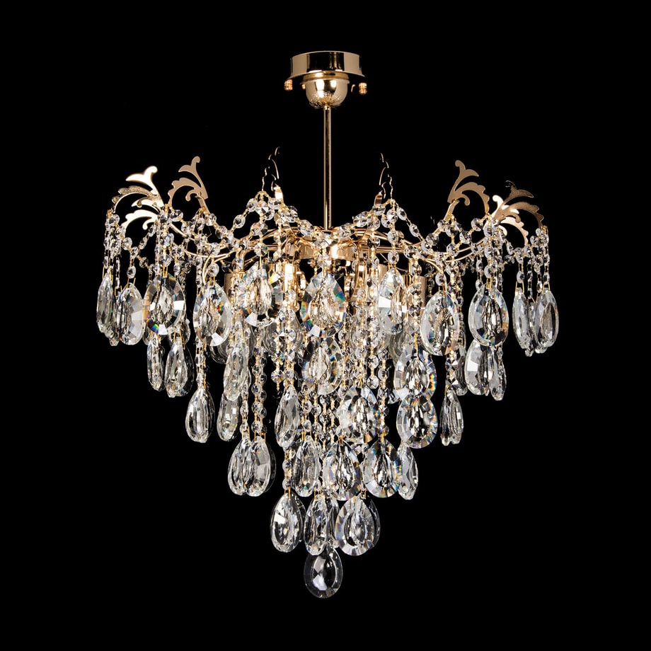 Lampa kryształowa sufitowa glamour złota fi 58 cm