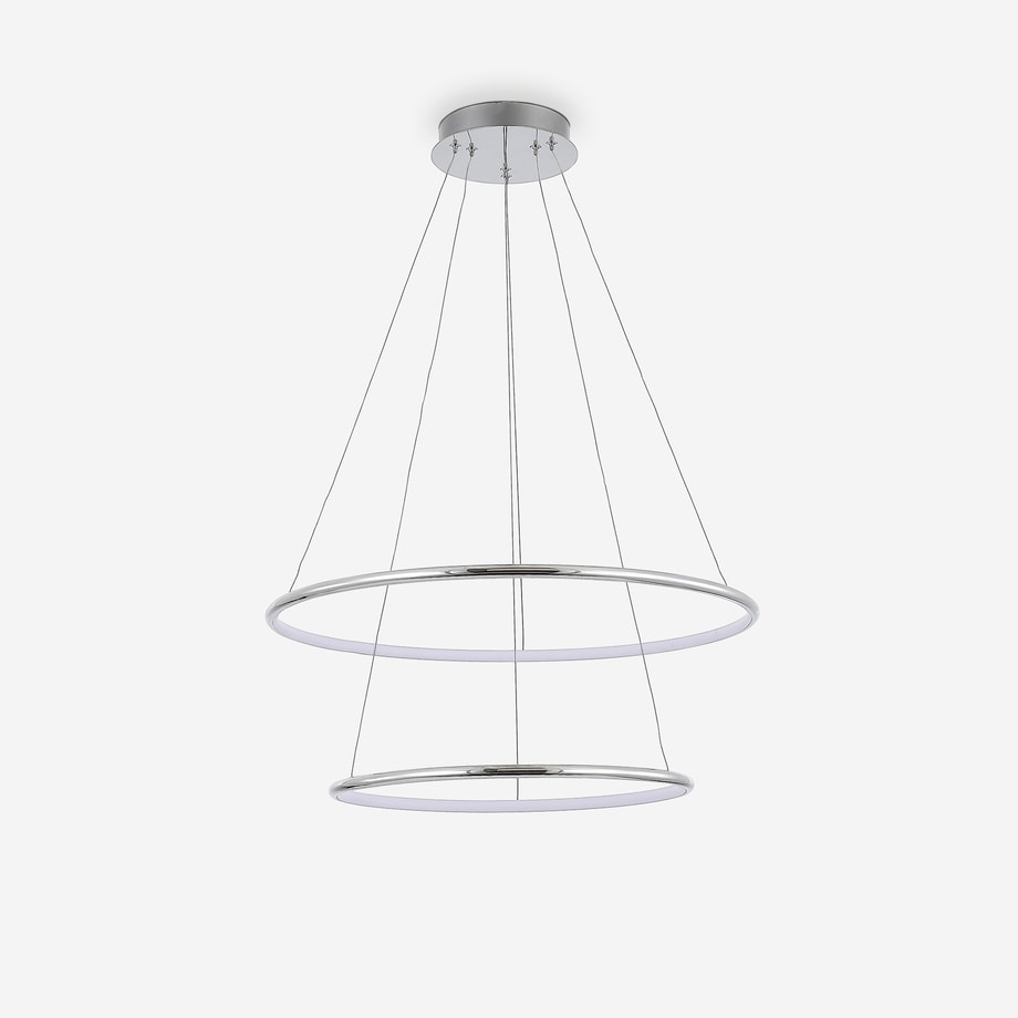 Lampa wisząca LED 2 pierścienie chrom MARSEILLE