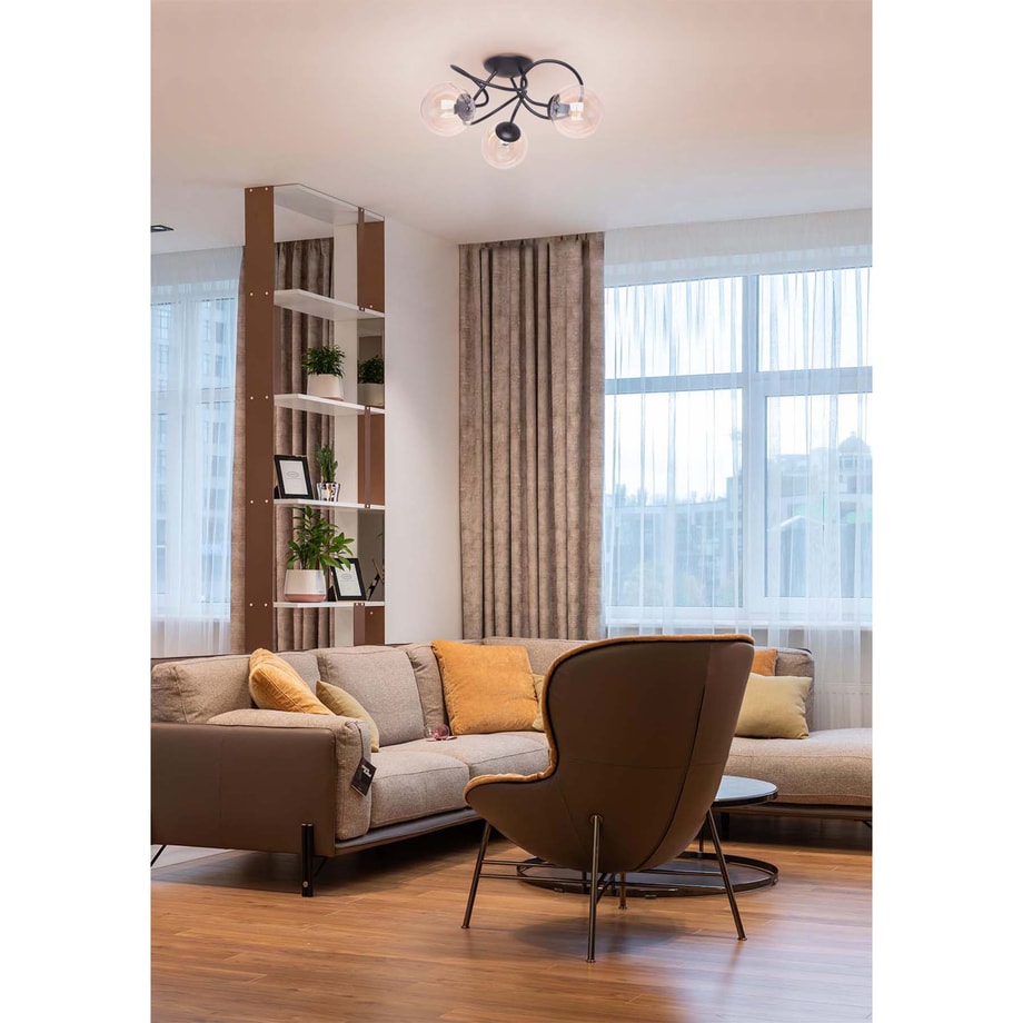 Lampa sufitowa 3 kule czarna FLORO