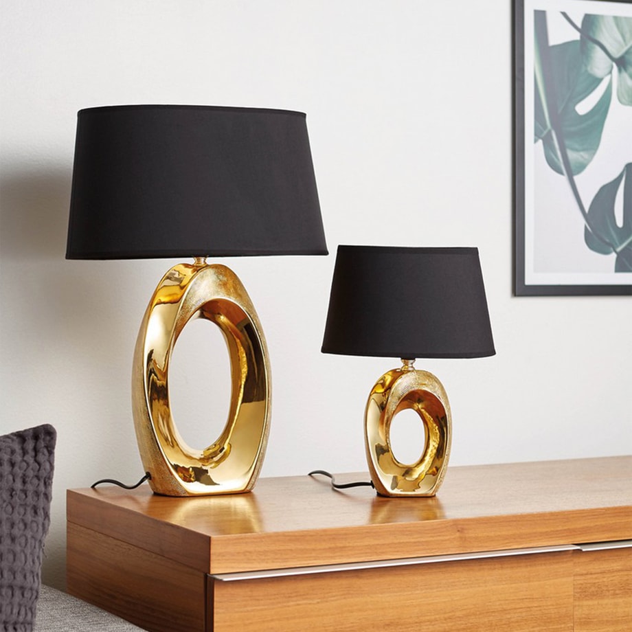 Lampa stołowa czarno-złota wys. 33 cm TABA R50511079