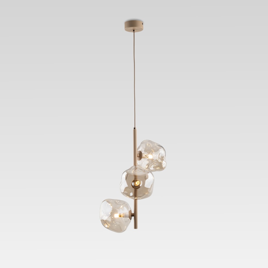 Lampa wisząca z 3 kloszami bursztynowa LAVA