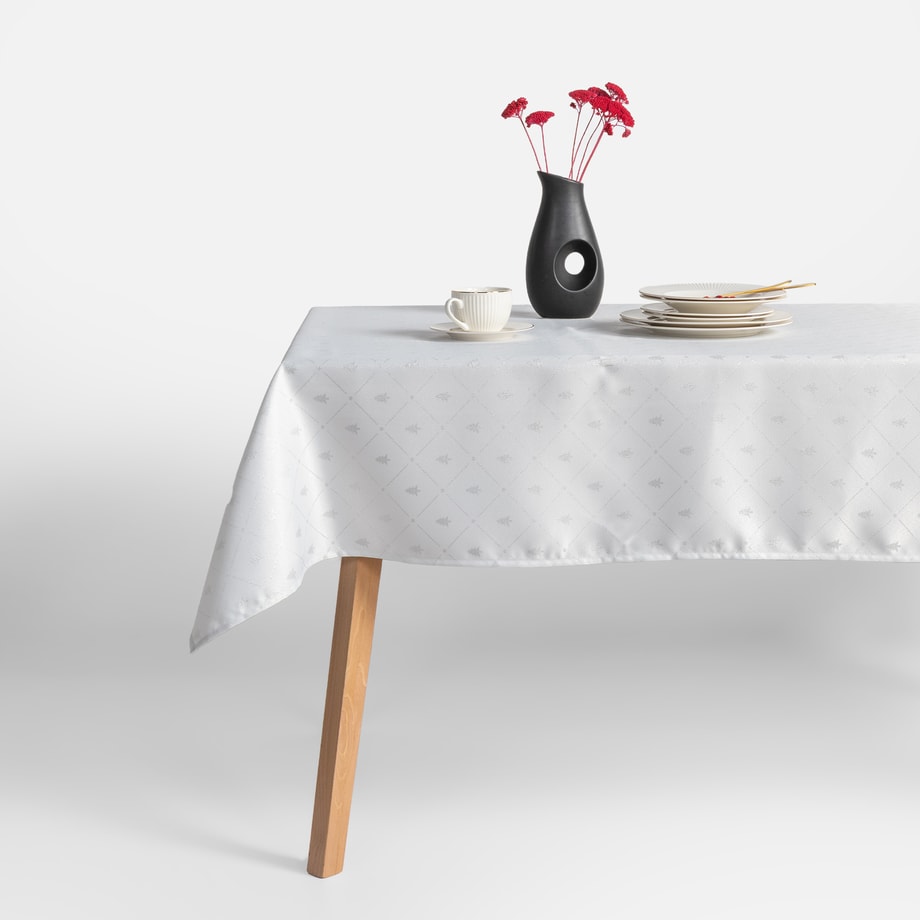 Obrus glamour w choinki biały LUMINE 140x200 cm