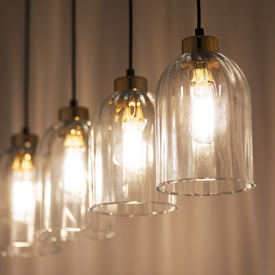 Lampa wisząca listwa 4 klosze transparent SATIPO 4