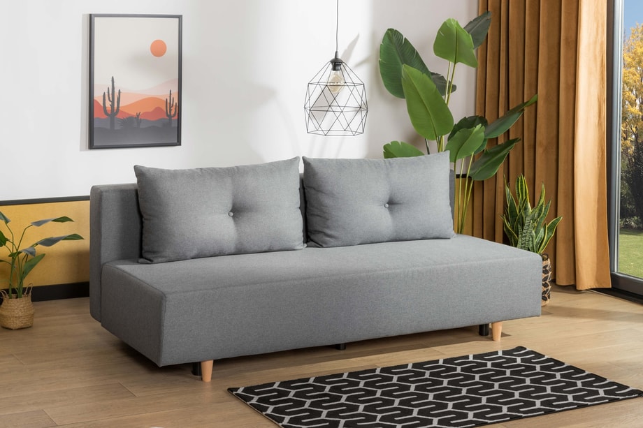 Sofa rozkładana 3-osobowa jasnoszara OTTA BIS