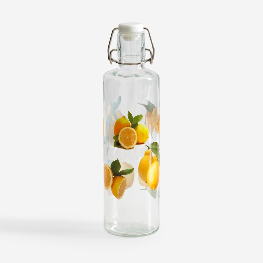 Szklana butelka z korkiem i klipsem CYTRYNY 1030 ml