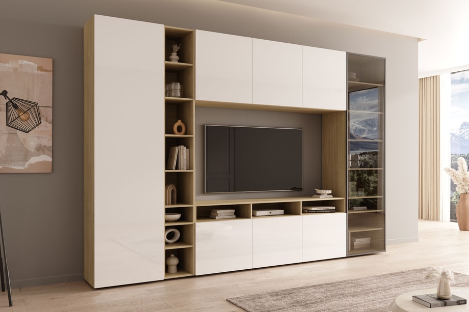 Szafka RTV MULTI WALL biały połysk