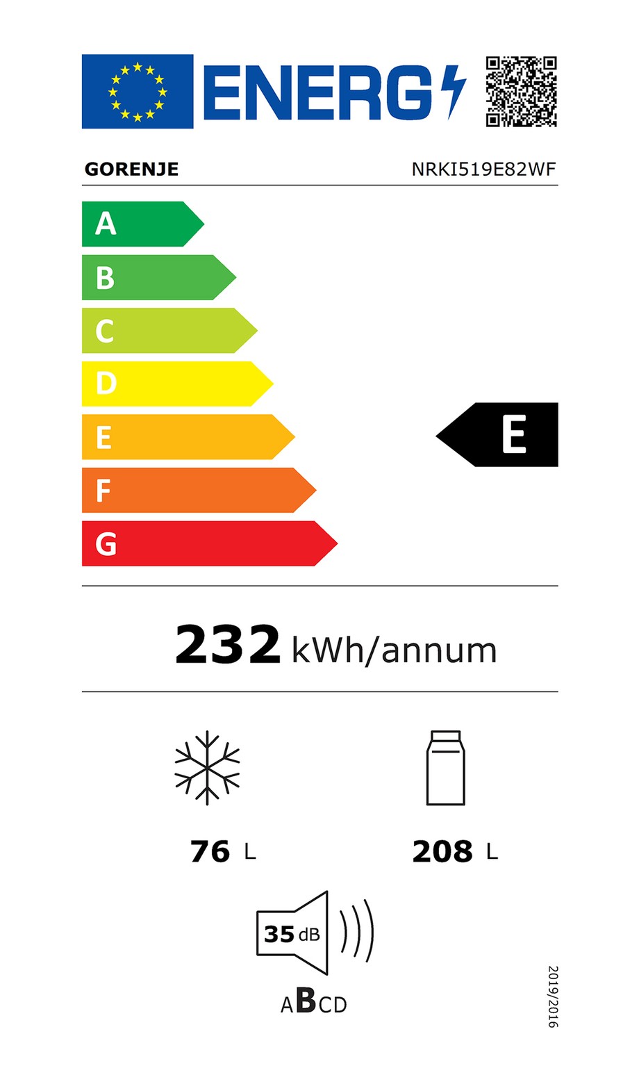 Lodówka do zabudowy Wi-Fi GORENJE NRKI519E82WF