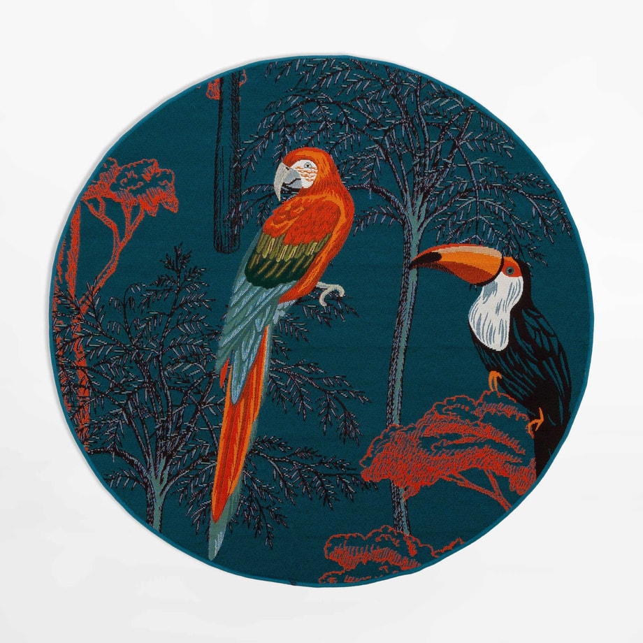 Dywan z papugami JUNGLE, okrągły, 135 cm
