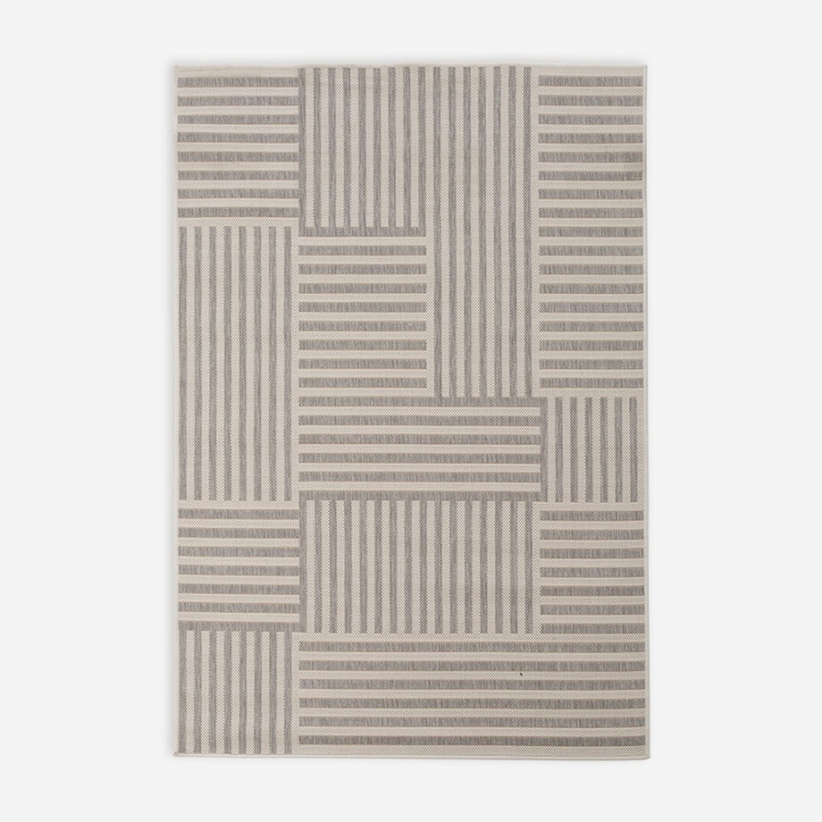 Dywan geometryczny RETRO, kremowo-szary, 120x170 cm