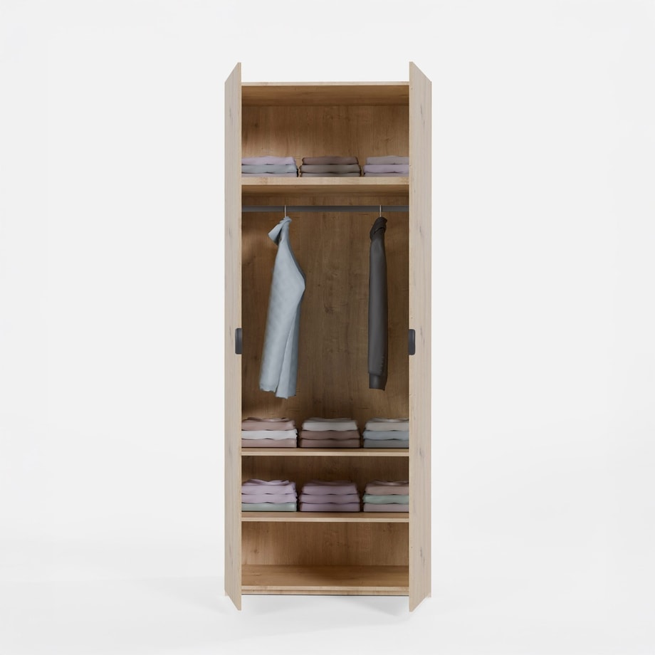 Szafa ADBOX 100x249,6x 60, dąb artisan z półkami i drążkiem