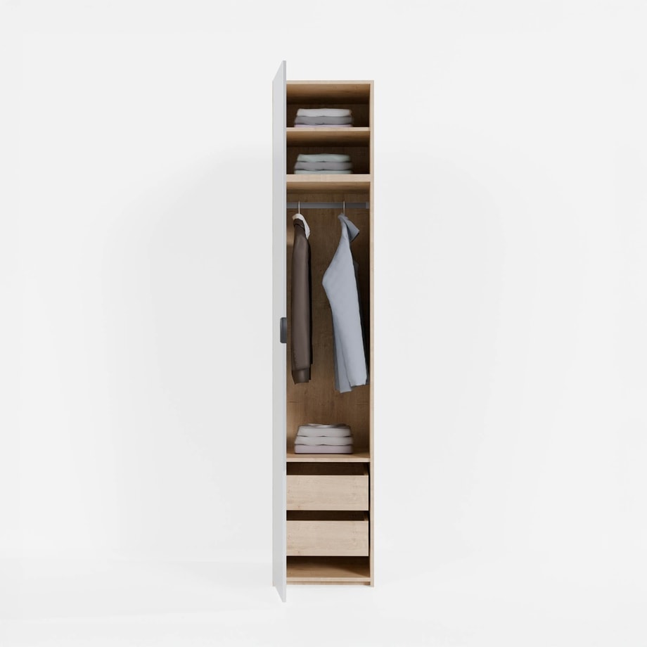 Szafa wąska ADBOX 50x249,6x60 cm dąb artisan z lustrem szufladą i drążkiem 