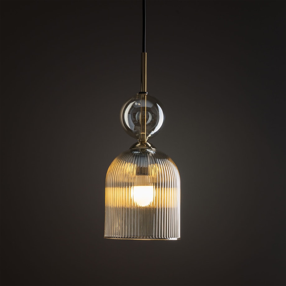 Lampa wisząca podłużny klosz czarno-złota SOPHIA COGNAC