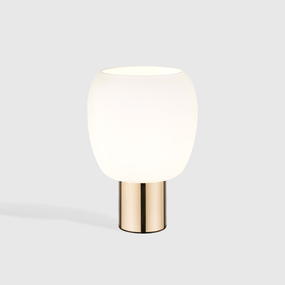 CALVO lampa stołowa złota biały klosz