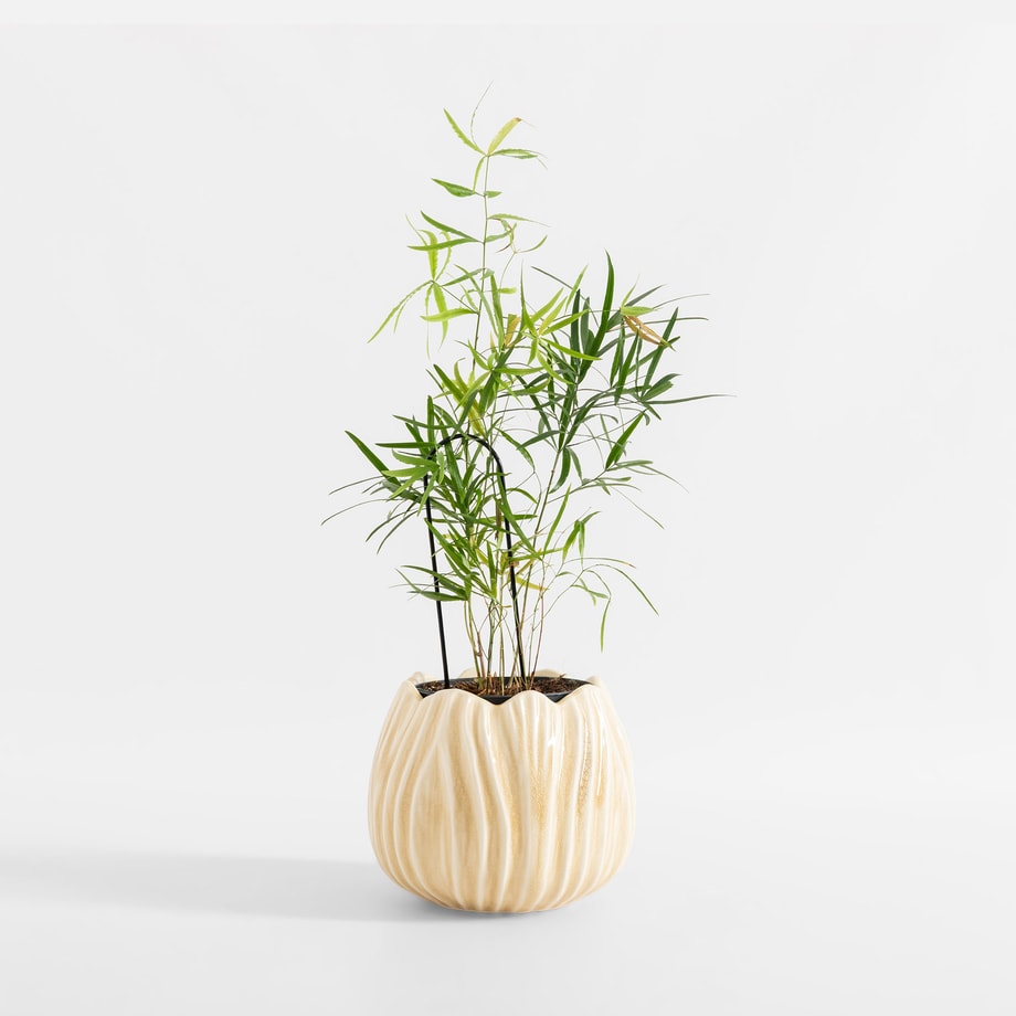 Osłonka na doniczkę, beżowa, 17 cm