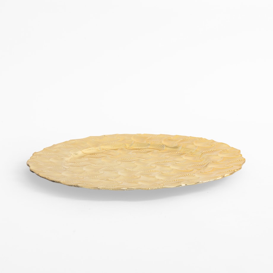 Talerz ozdobny podtalerz w liście złoty 33 cm