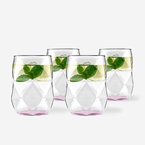 Komplet 4 szklanek z różowym dnem 450 ml GEO FONDO 