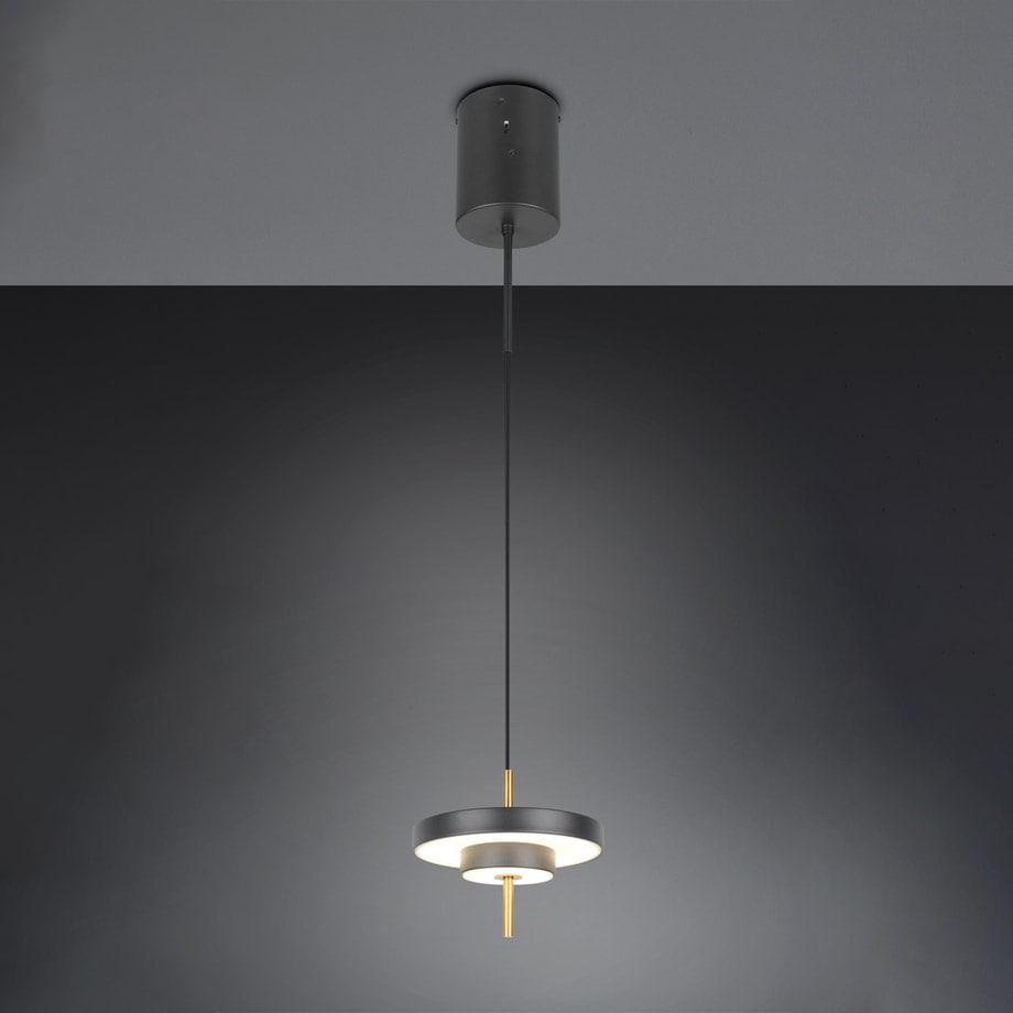 Lampa wisząca LED pojedyncza czarny mosiądz KEATON