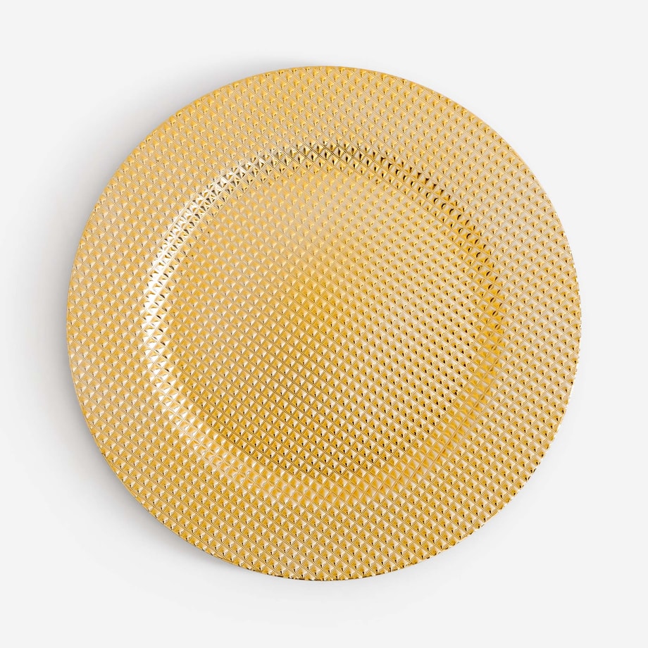 Talerz dekoracyjny podtalerz ćwiekowany złoty, 33cm